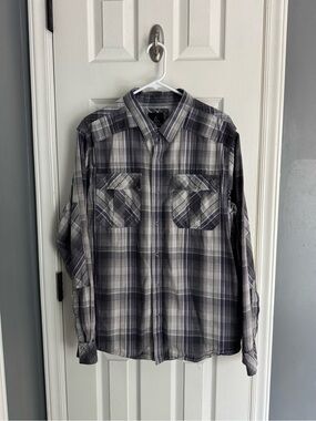 Prana large mens snap-button down shirt - EUC